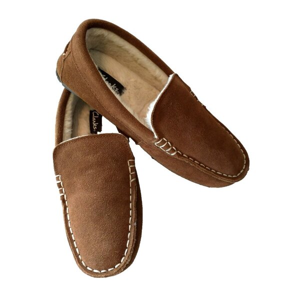 CLARKS Men's Venetian Moccasin Suede JMH1638 Indoor Outdoor Slipper Shoe - 10M - Picture 1 of 8
